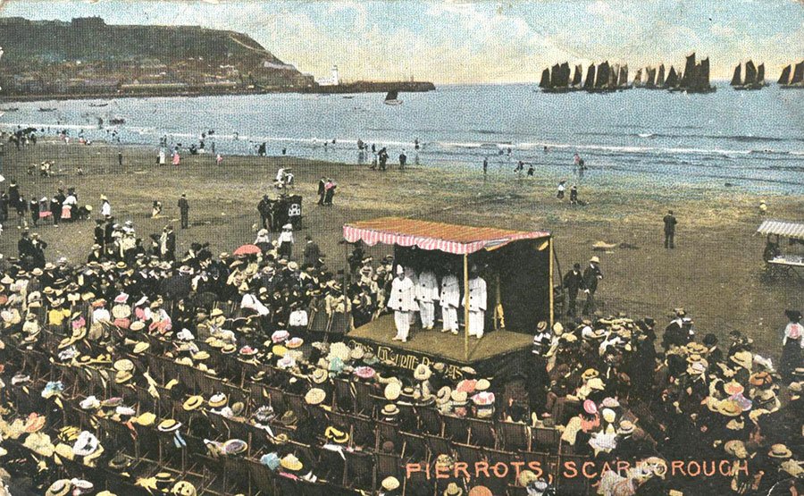 Catlin's Pierrots Scarborough 1903 notice the striped canvas 'tilt' coloured