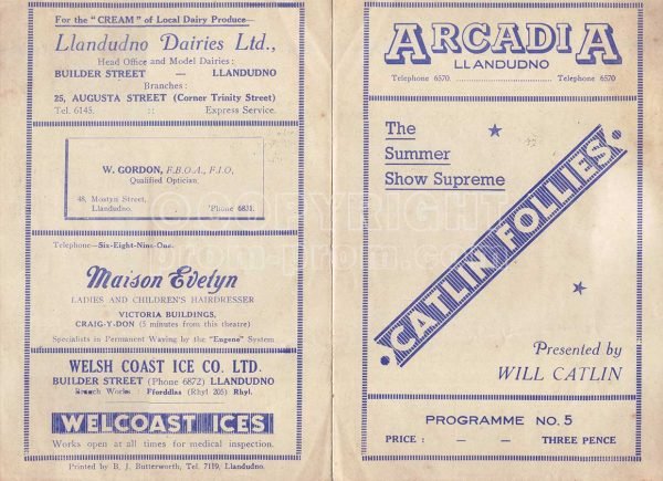 Catlin Follies Arcadia Llandudno, programme No.5