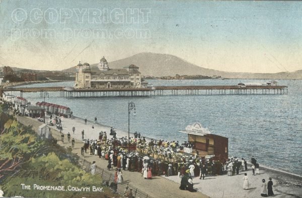 Colwyn Bay The Promenade colour postcard flat sea 1914