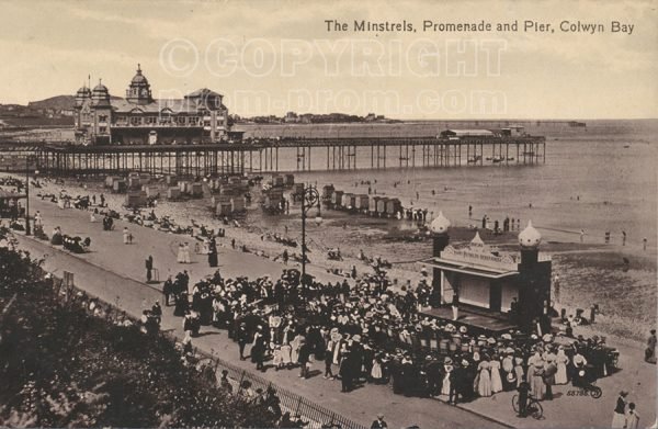 The Minstels Promenade and Pier postcard Colwyn Bay
