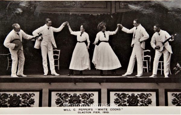 The White Coons 1910. *The name of this group uses a racist name. This is our statement about the use of racist terms and the use of blackface in this archive. https://seasidefollies.co.uk/blackface-performance/