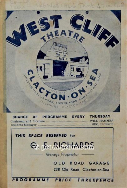 West Cliff Theatre programme 1947 or 1948