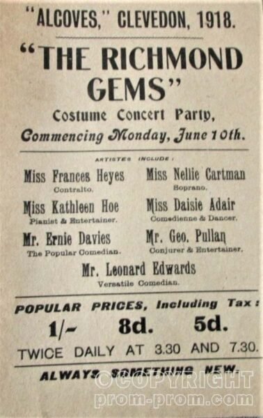 Alcoves Clevedon 1918 the Richmond Gems Concert Party - flyer