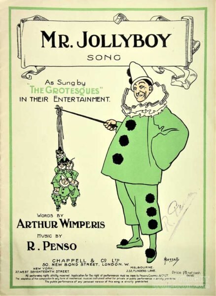 'Mr Jollyboy' songsheet sung by The Grotesques, 1910