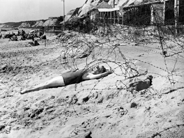 Woman on Bornemouth beach 1944