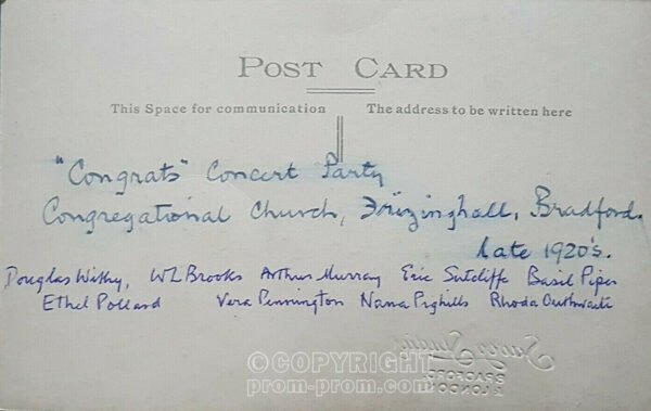 CONGRATS CONCERT PARTY, CONGREGATIONAL CHURCH, FRIZINGHALL, BRADFORD, LATE 1920`s - names