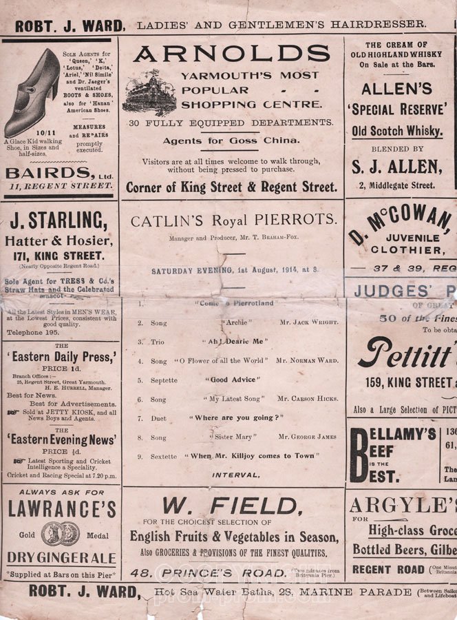 Great Yarmouth Pier programme, 1914 1