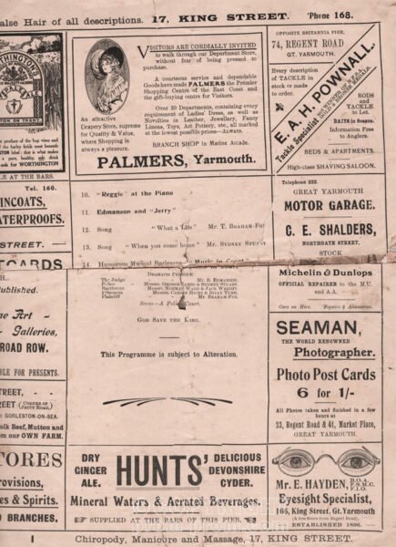 Great Yarmouth Pier programme, 1914 2