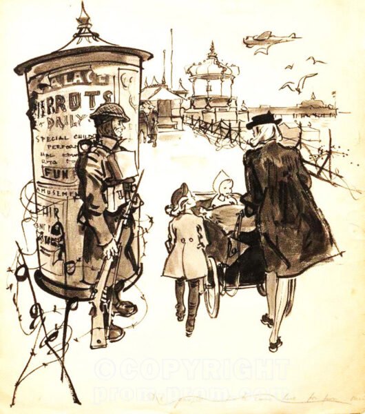 unknown possibly WW2 family and soldier at Pie Pierrot show