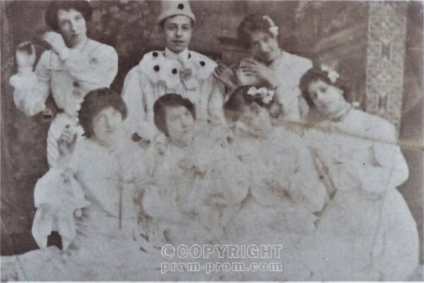 Pierrot group c1910 with Gertrude Beaumont back left and Marian